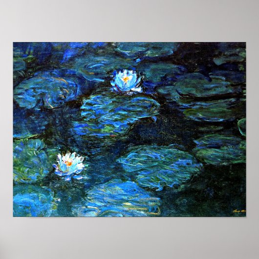 Monet - Blauwe waterlimieten Poster (Voorkant)