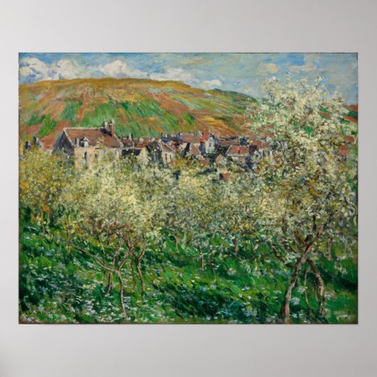 Monet - bloeiende pruimelbomen poster (Voorkant)