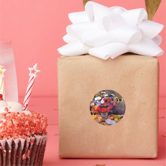 Monet - Bloemen en Fruit Ronde Sticker (Feest)