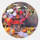 Monet - Bloemen en Fruit Ronde Sticker (Voorkant)