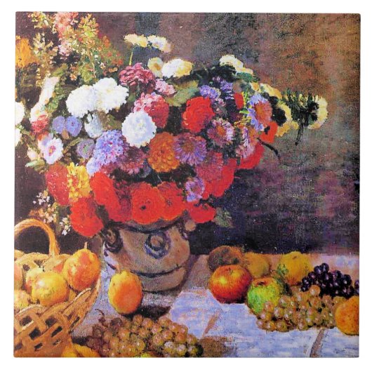 Monet - Bloemen en Fruit Tegeltje (Voorkant)