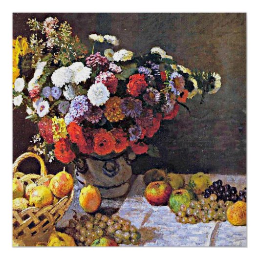 Monet - bloemen en vruchten perfect poster (Voorkant)