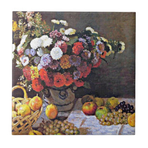 Monet - bloemen en vruchten tegeltje