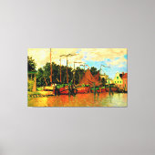 Monet - Boats in Zaandam, beroemd schilderij Canvas Afdruk (Voorkant)
