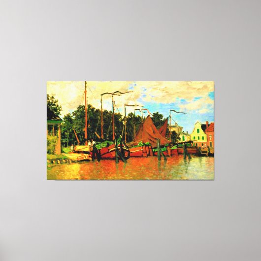 Monet - Boats in Zaandam, beroemd schilderij Canvas Afdruk (Voorkant)