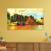 Monet - Boats in Zaandam, beroemd schilderij Canvas Afdruk (Insitu (Woonkamer))