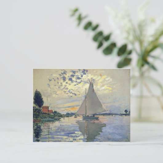 Monet boot water Zeilen in Le-Petit-Gennevillie Briefkaart (Staand voorkant)