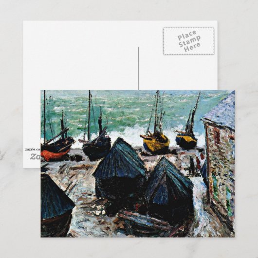 Monet - Boten op het strand bij Etretat Briefkaart (Voorkant / Achterkant)