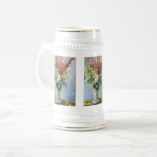 MONET Bouquet van Gladiolas 18oz Beer Stein Mok (Voorkant links)