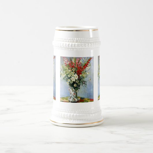 MONET Bouquet van Gladiolas 18oz Beer Stein Mok (Center)