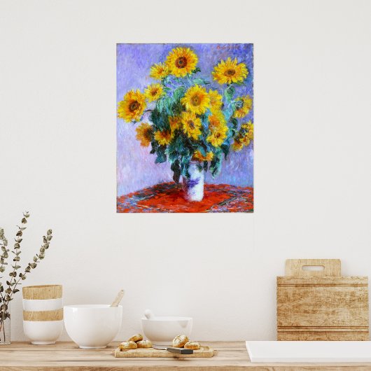 Monet Bouquet van Sunflower Fine Art Poster (Keuken)