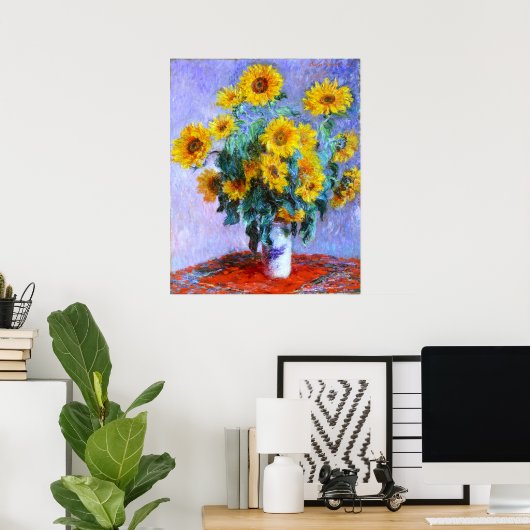 Monet Bouquet van Sunflower Fine Art Poster (Thuiskantoor)