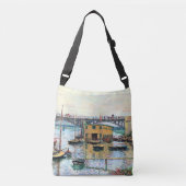 Monet - Brug in Argenteuil op een grijze dag Crossbody Tas (Voorkant)