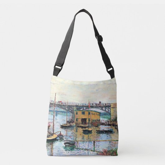 Monet - Brug in Argenteuil op een grijze dag Crossbody Tas (Voorkant)