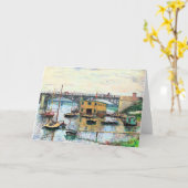 Monet - Brug in Argenteuil op een grijze dag Kaart (Gele Bloem)