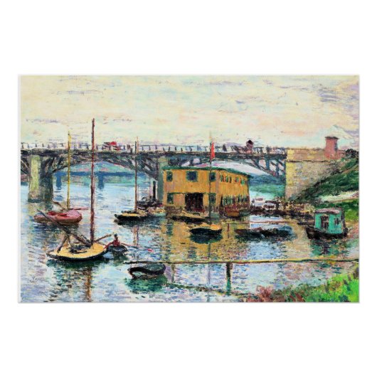 Monet - Brug in Argenteuil op een grijze dag Perfect Poster (Voorkant)