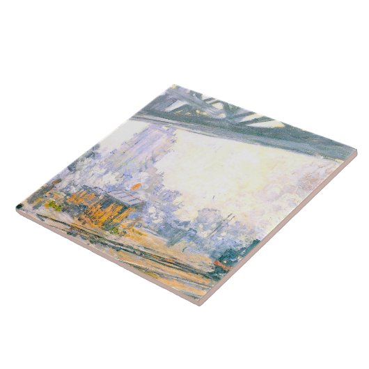 Monet - Buitenzijde van het station Saint-Lazare Tegeltje (Zijkant)