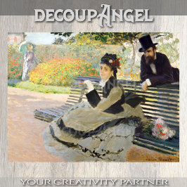 Monet- Camille op een Tuin Bench Decoupage Tissuepapier