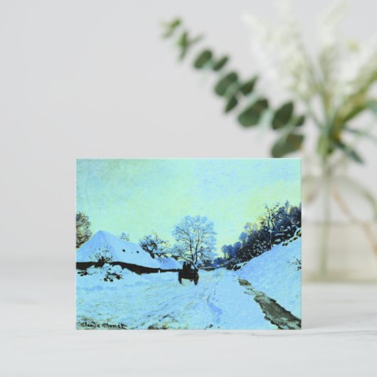 Monet - Cart on the Snow Briefkaart (Staand voorkant)
