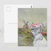 Monet Champ Tulipes en Fancy kat Briefkaart (Voorkant / Achterkant)