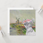 Monet Champ Tulipes en Fancy kat-flats Kaart (Voorkant / Achterkant in situ)