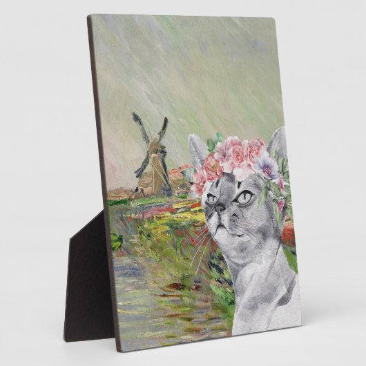 Monet Champ Tulipes en Fancy kat Fotoplaat (Zijkant)