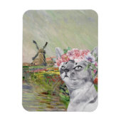 Monet Champ Tulipes en Fancy kat Magneet (Verticaal)