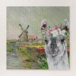 Monet Champ Tulipes en Fancy Llama Legpuzzel<br><div class="desc">De prachtige en artistieke compilatie kenmerkt de CHAMP TULIPES EN HOLLANDE van Claude Monet als achtergrond met het portret van schattige lama met de waterverf bloemkroon.</div>