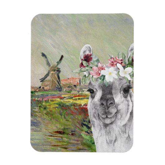 Monet Champ Tulipes en Fancy Llama Magneet (Verticaal)