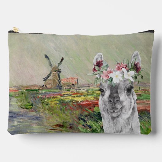 Monet Champ Tulipes en Fancy Llama Make-up Bag Etui (Voorkant)