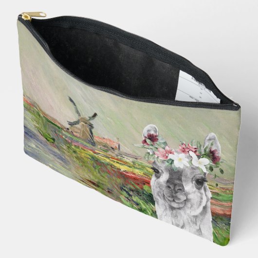 Monet Champ Tulipes en Fancy Llama Make-up Bag Etui (Open)