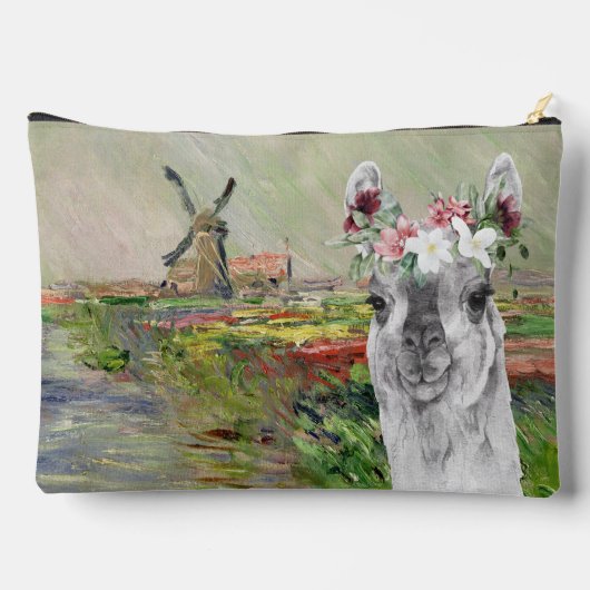 Monet Champ Tulipes en Fancy Llama Make-up Bag Etui (Achterkant)