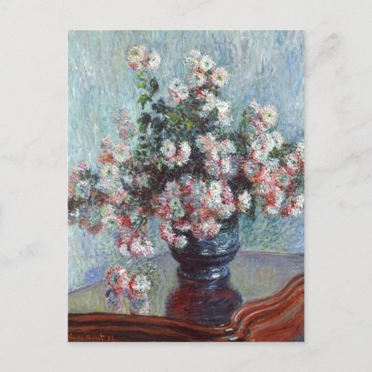 Monet Chrysanthemums  Floral Impressionisme Briefkaart (Voorkant)