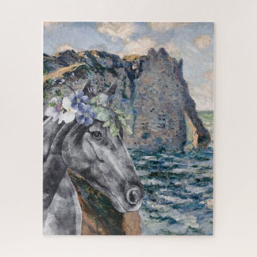 Monet Cliff of Aval & Black Horse Compilation Legpuzzel (Verticaal)
