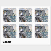 Monet Cliff of Aval & Black Horse Compilation Vierkante Sticker (Vel)