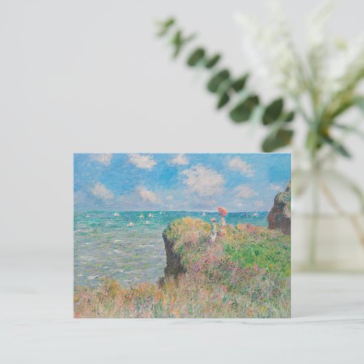 Monet Cliff Walk bij Pourvil Impressionist Paintin Briefkaart (Staand voorkant)