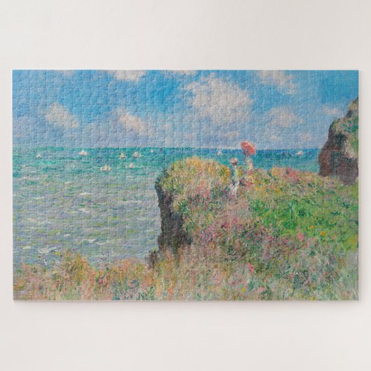 Monet Cliff Walk bij Pourvil Impressionist Paintin Legpuzzel (Horizontaal)