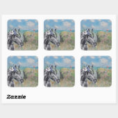 Monet Cliff Walk & Black Horse Compilation Vierkante Sticker (Vel)