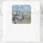 Monet Cliff Walk & Black Horse Compilation Vierkante Sticker (Tas)