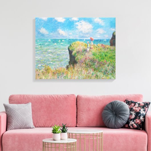Monet Cliff Walk in Pourville Canvas Afdruk (Insitu (Woonkamer))