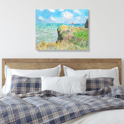 Monet Cliff Walk in Pourville Canvas Afdruk (Insitu (Slaapkamer))