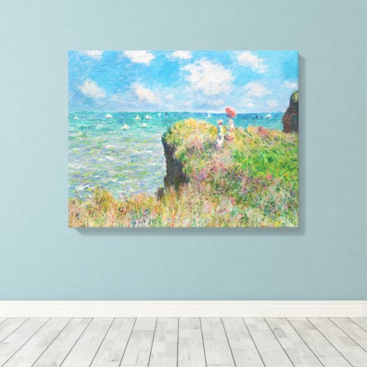 Monet Cliff Walk in Pourville Canvas Afdruk (Insitu (Houten vloer))
