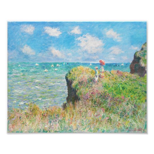 Monet Cliff Walk in Pourville Foto Afdruk (Voorkant)