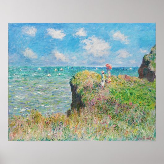 Monet Cliff Walk in Pourville Poster (Voorkant)