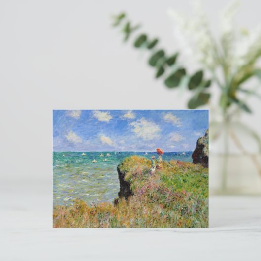 Monet - Clifftop Walk in Pourville Briefkaart (Staand voorkant)