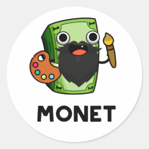 Monet Cute Artist Money Pun Ronde Sticker