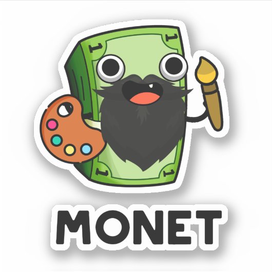 Monet Cute Artist Money Pun Sticker (Voorkant)