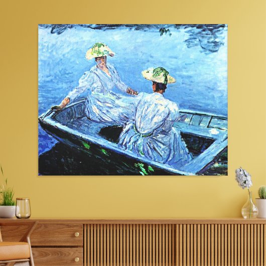 Monet - De Blauwe Roeiboot Canvas Afdruk (Insitu (Woonkamer))