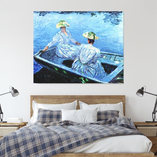 Monet - De Blauwe Roeiboot Canvas Afdruk (Insitu (Slaapkamer))
