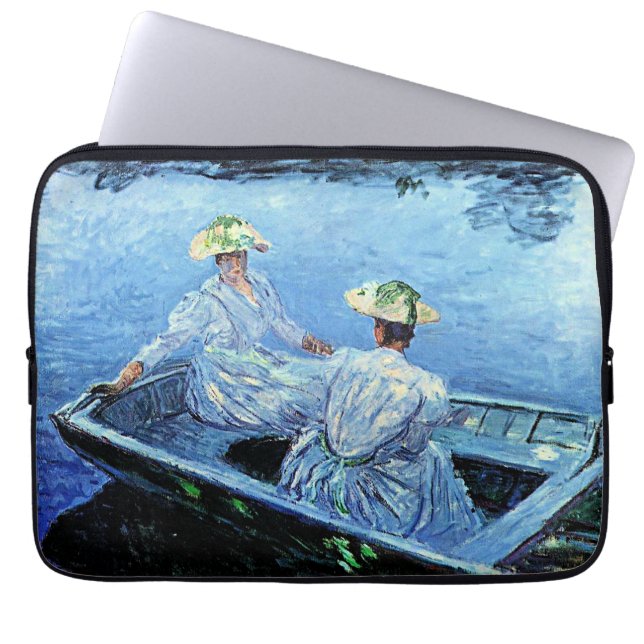 Monet - De Blauwe Roeiboot Laptop Sleeve (Voorkant)